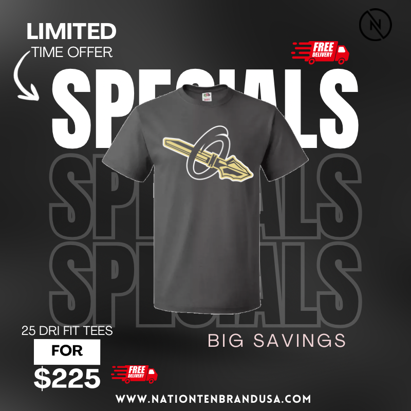 25 Dry-Fit Shirts for $225 + Free Shipping (1 Color Print)